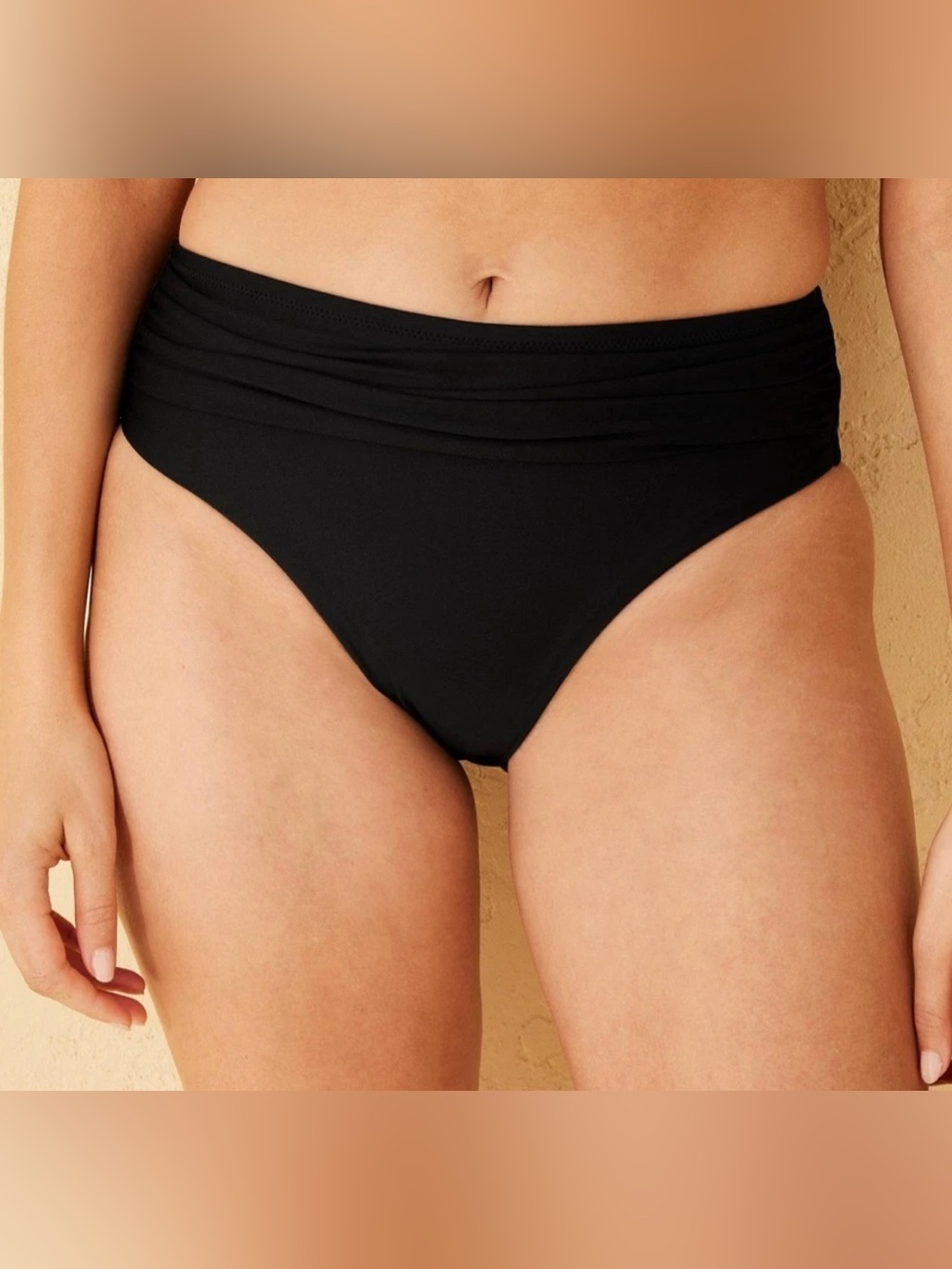 Shade & Shore Women’s Mid Rise Medium Coverage Shirred Bikini Bottom Size M 8-10